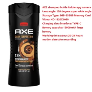 AXE Shampoo Bottle Hidden Spy Camera DVR Camcorder 128GB Motion Detection Record